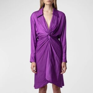 Zadig & Voltaire Rozo twist-front satin dress in Goa purple Size Medium